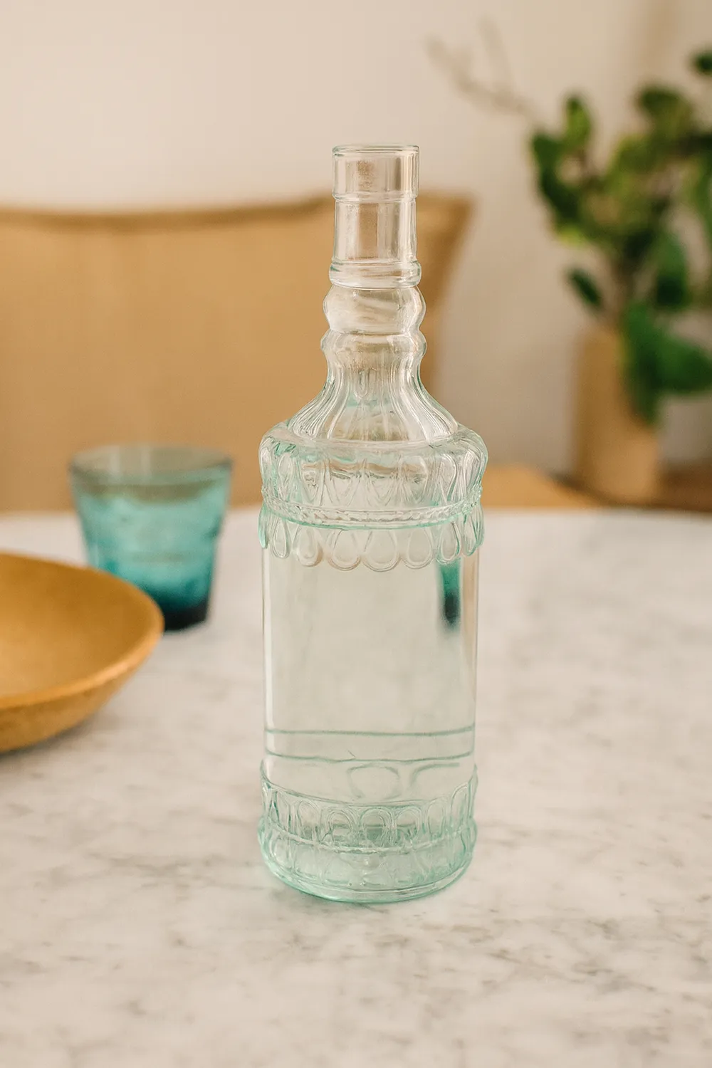 APS Barocca fles 700 ml groen glas reliëf
