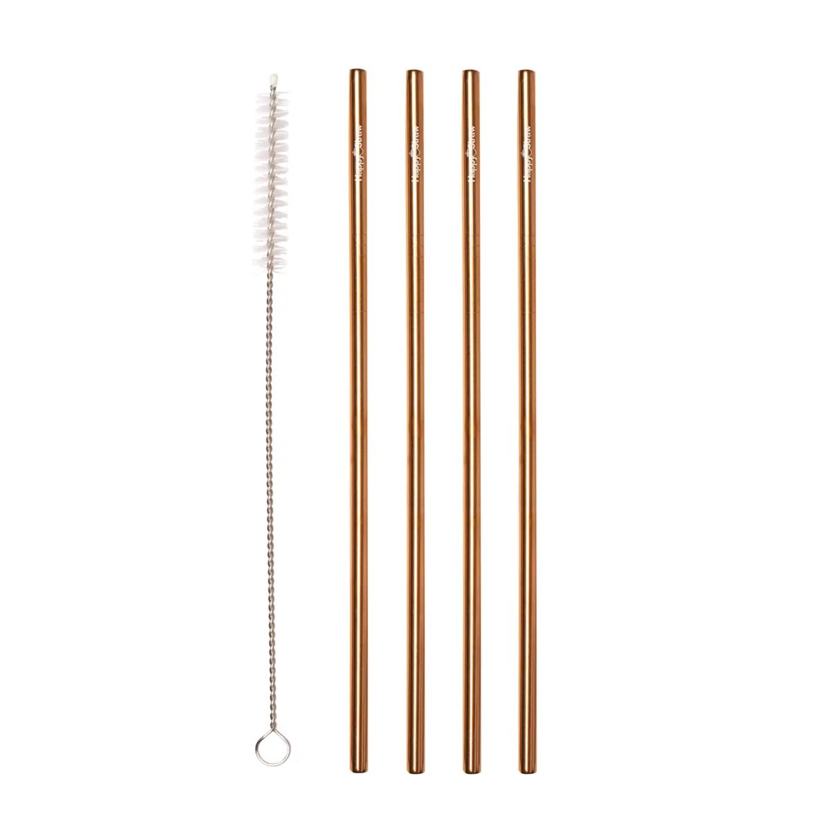 Happy Straw rvs rechte rietjes roségoud 4 stuks 6 mm