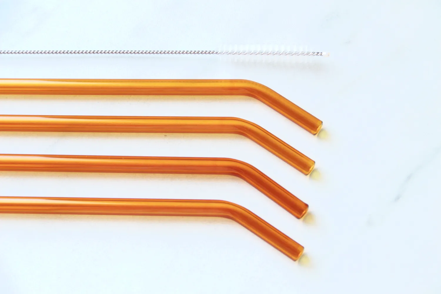Happy Straw Amber Glazen Rietjes 4-pack Borosilicaat