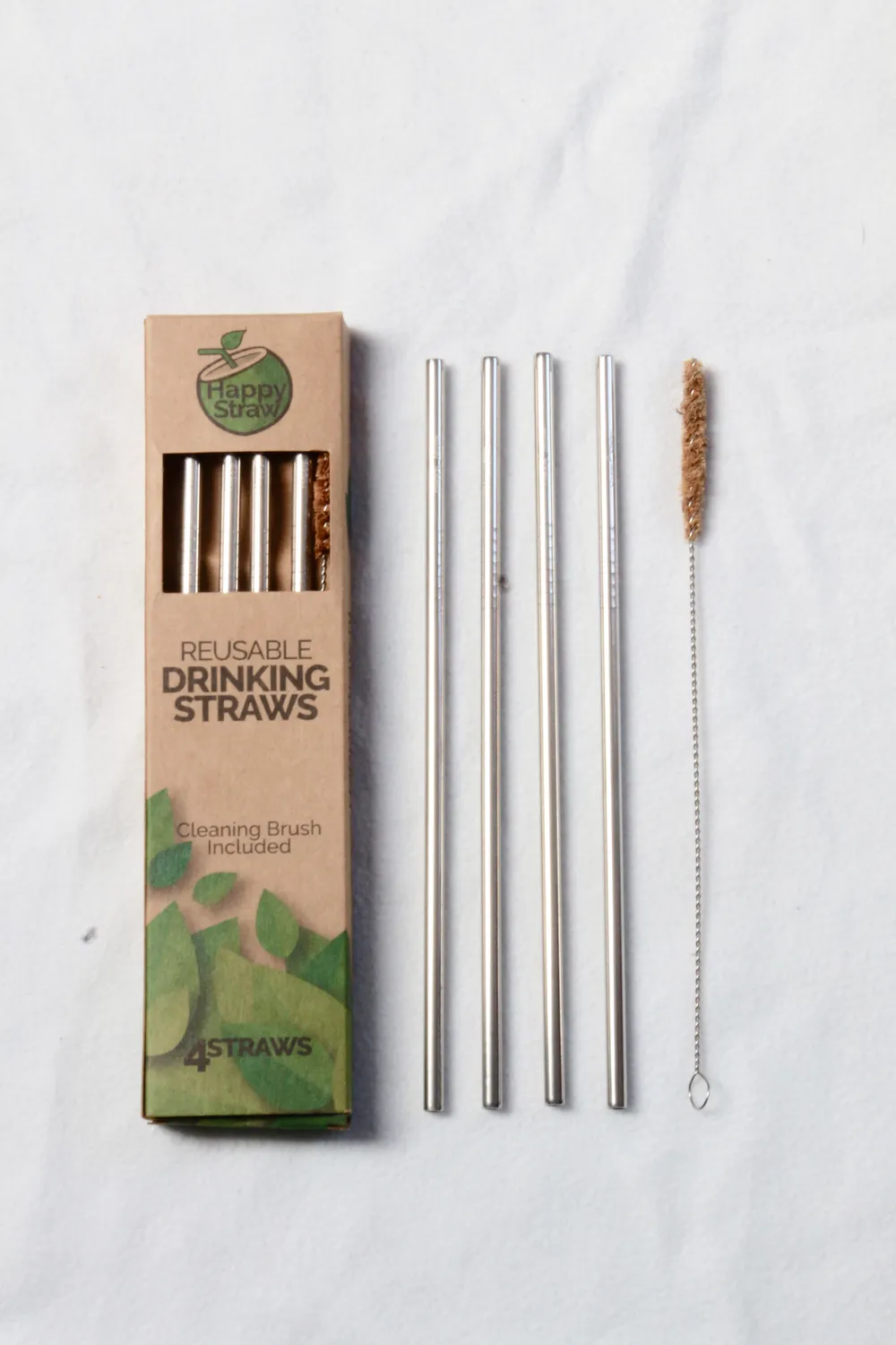 Happy Straw rvs rechte rietjes zilver family pack 8 stuks