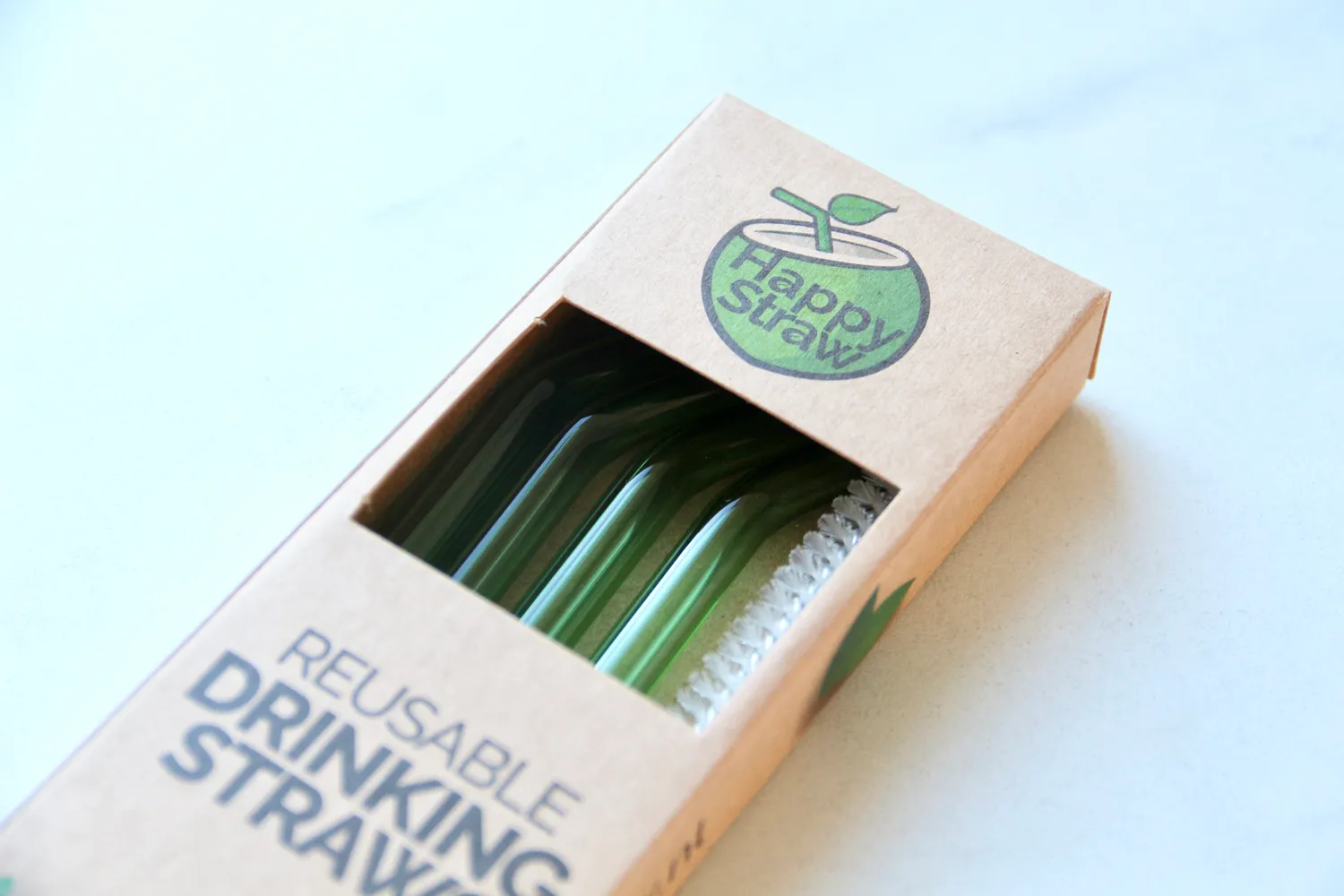 Happy Straw Green glazen rietjes 4 stuks groen