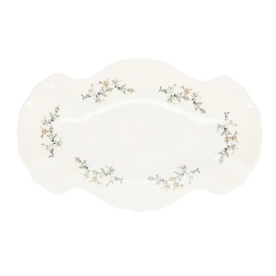 BonBistro Retro Serveerschaal 39x25cm Brown Flower 2 st
