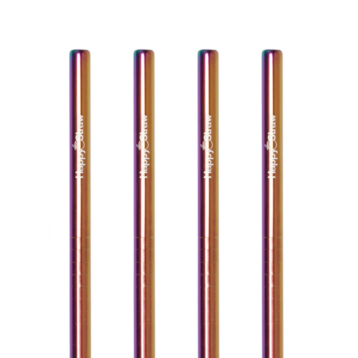 Happy Straw rvs rechte rietjes regenboog 4 stuks 6 mm