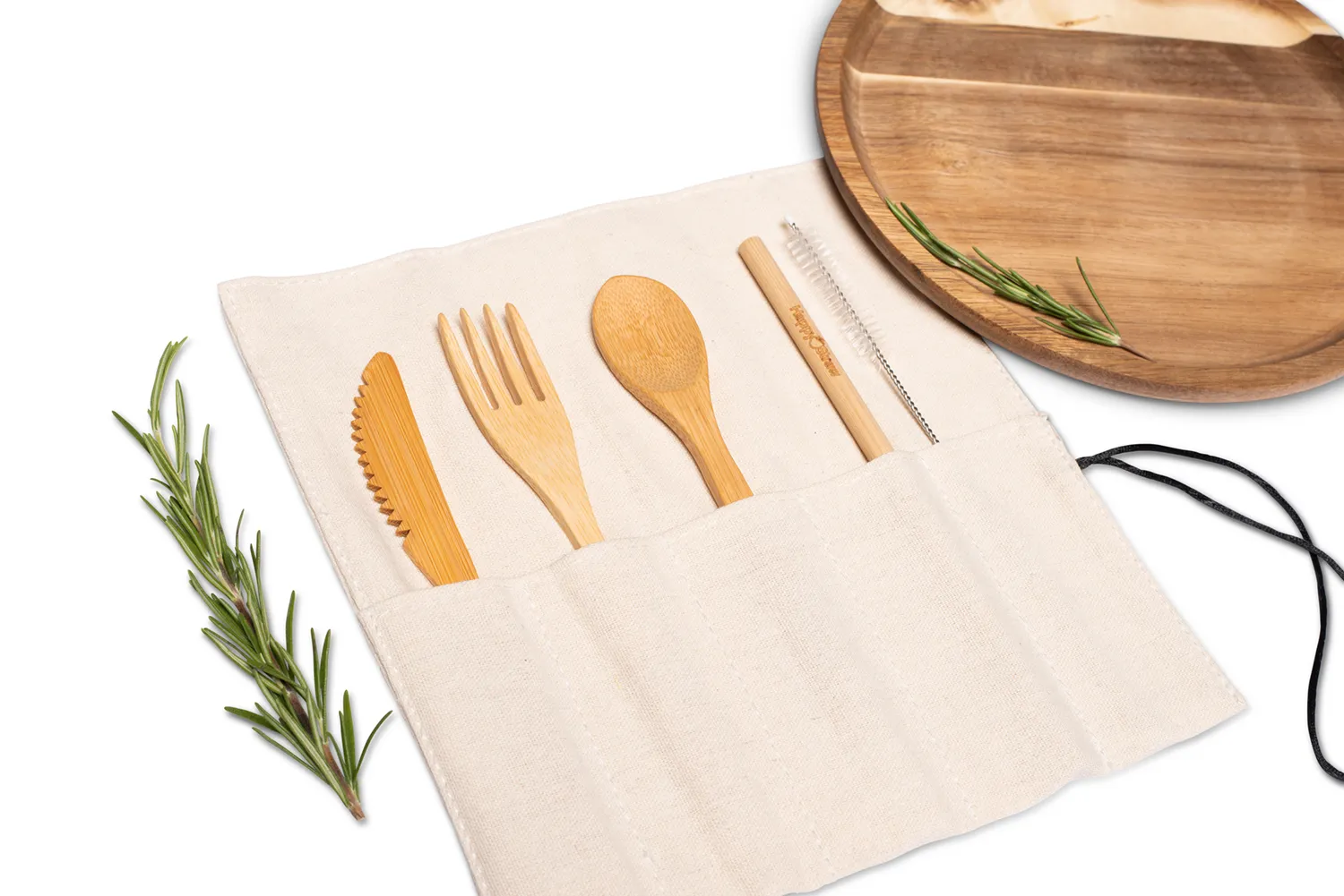 Happy Straw bamboe bestekset met etui herbruikbaar