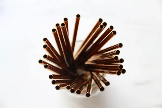 Happy Straw extra lang rvs rietjes roségoud 50 stuks