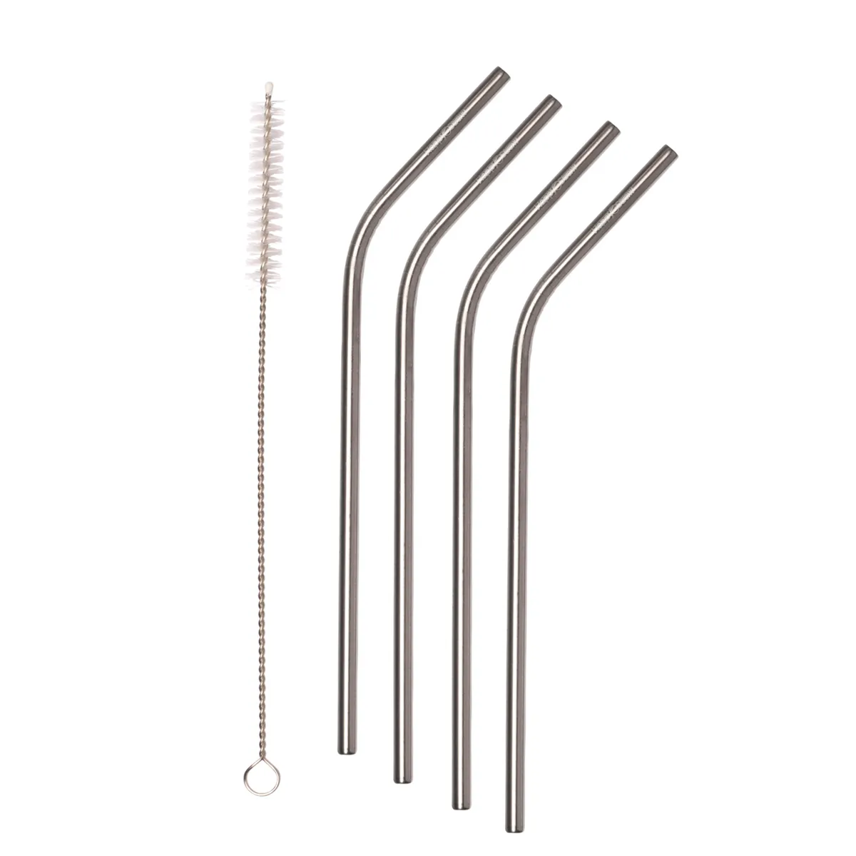 Happy Straw Regular rvs rietjes gebogen zilver 4 stuks