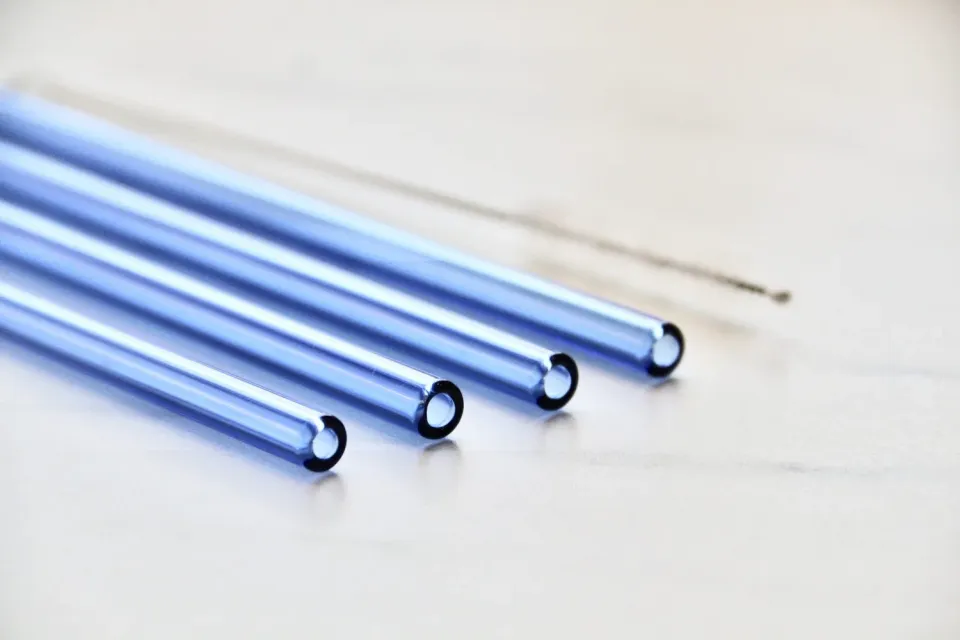 Happy Straw glazen rietjes blauw christmas edition 4 stuks
