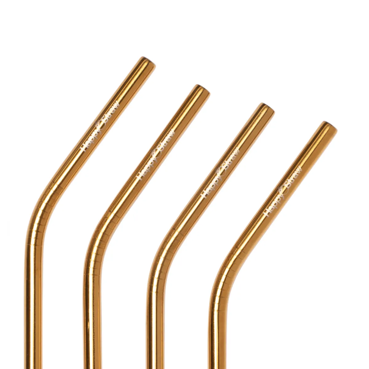Happy Straw RVS rietjes gebogen goud 4 stuks 15 cm