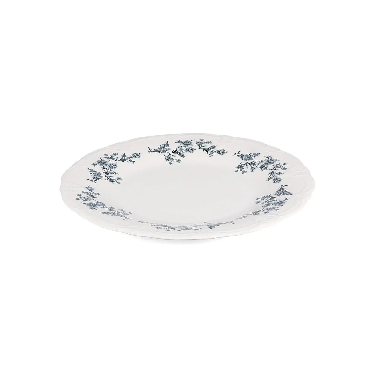 BonBistro Retro plat bord 32 cm black flower 2 stuks