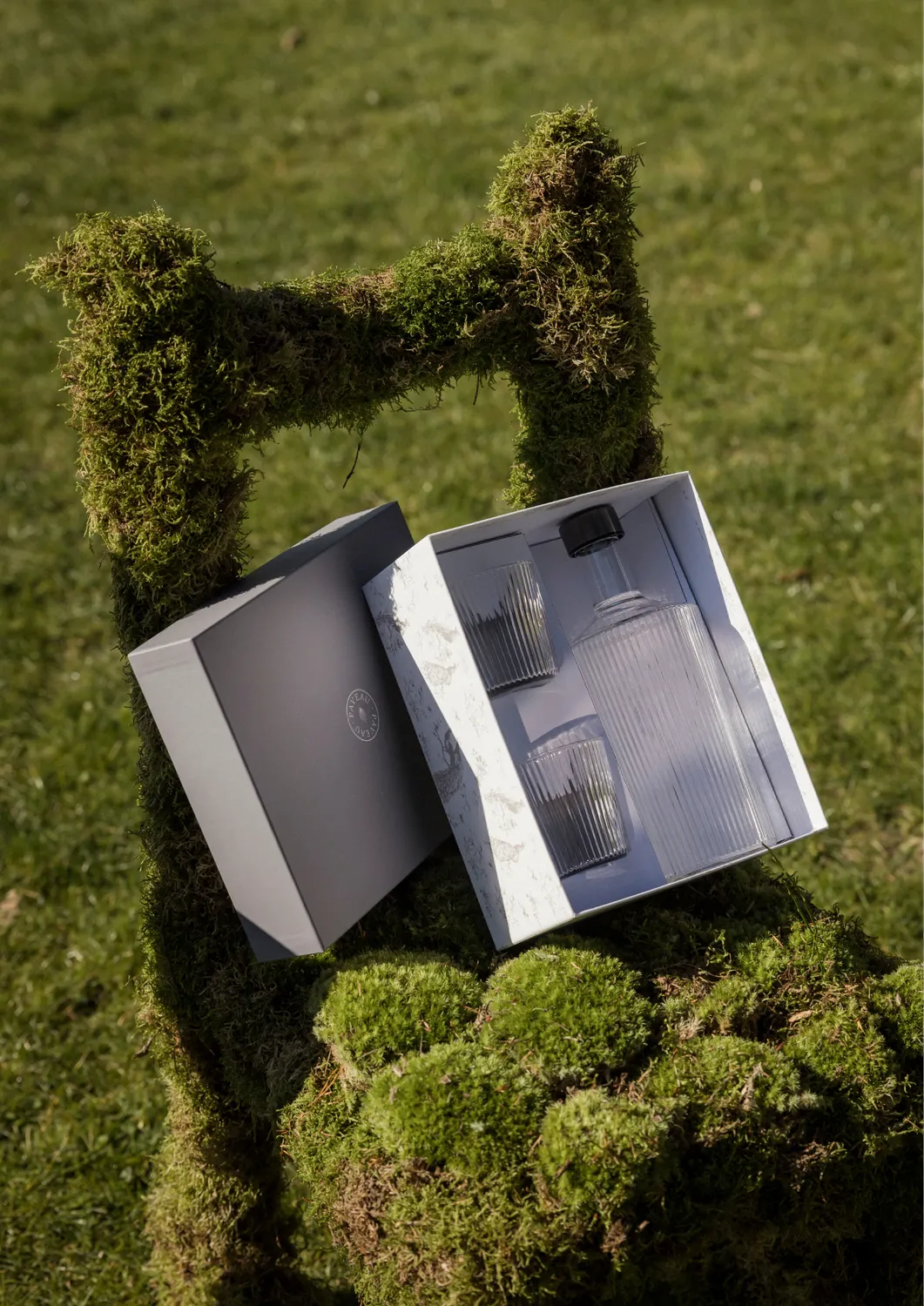 Paveau Ribbed White Haven geschenkset fles 1,25 l + glazen