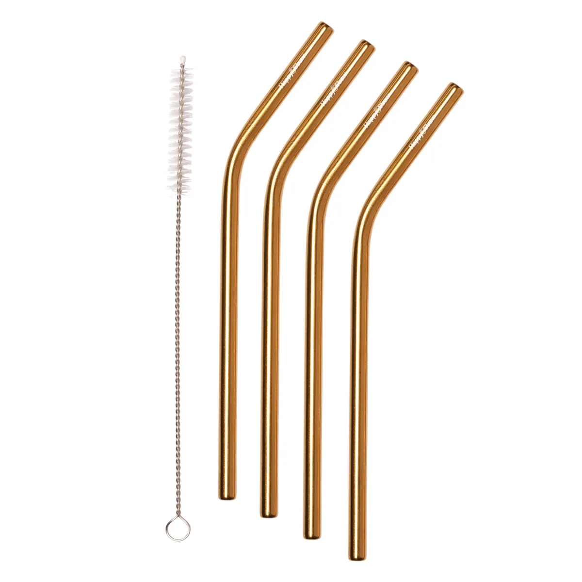 Happy Straw Smoothie Bent rietjes goud 4 stuks 8 mm