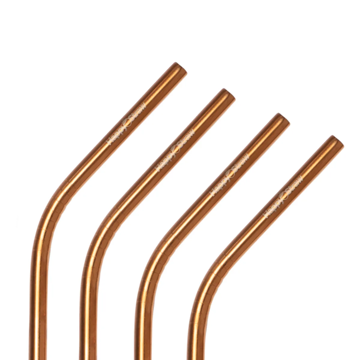 Happy Straw Rose Gold RVS Rietjes Gebogen 4-pack 215mm