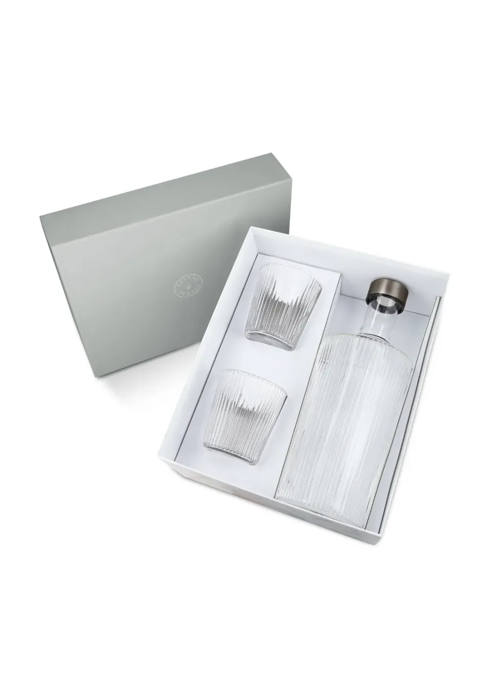 Paveau Ribbed White Haven geschenkset fles 1,25 l + glazen