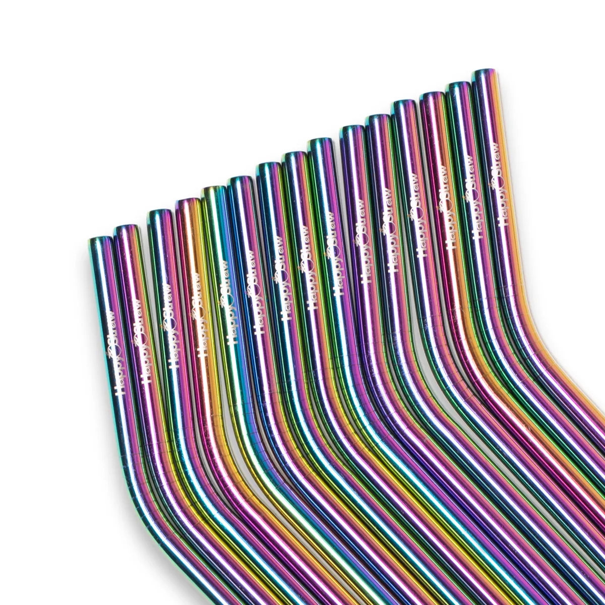 Happy Straw Rainbow rvs rietjes gebogen 50 stuks