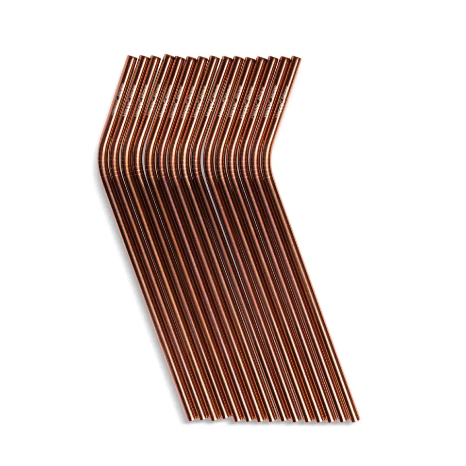 Happy Straw rvs rietjes met knik roségoud 50 stuks