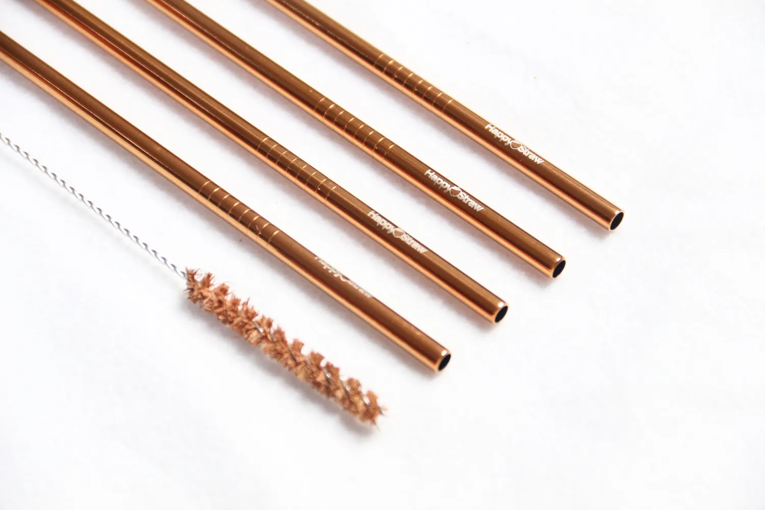 Happy Straw rvs rechte rietjes roségoud 4 stuks 6 mm