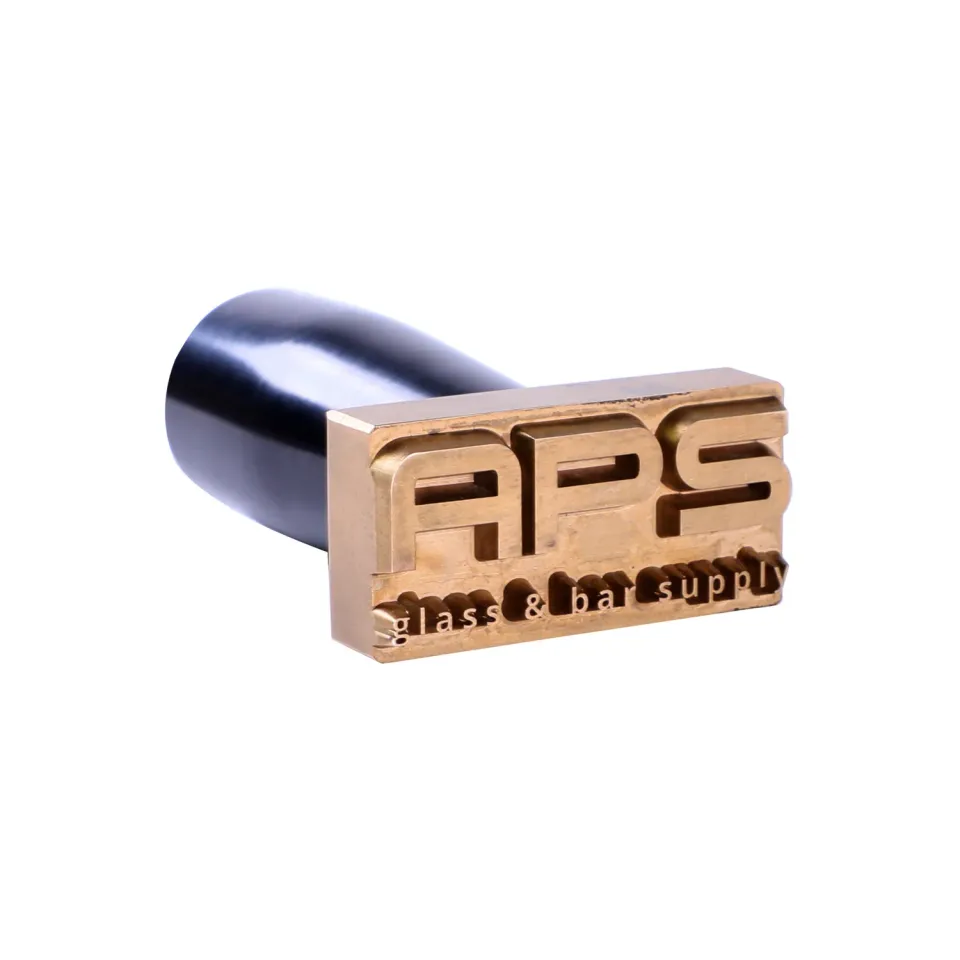 APS Glass Bar Supply ijsstempel met logo messing 5 cm houten greep