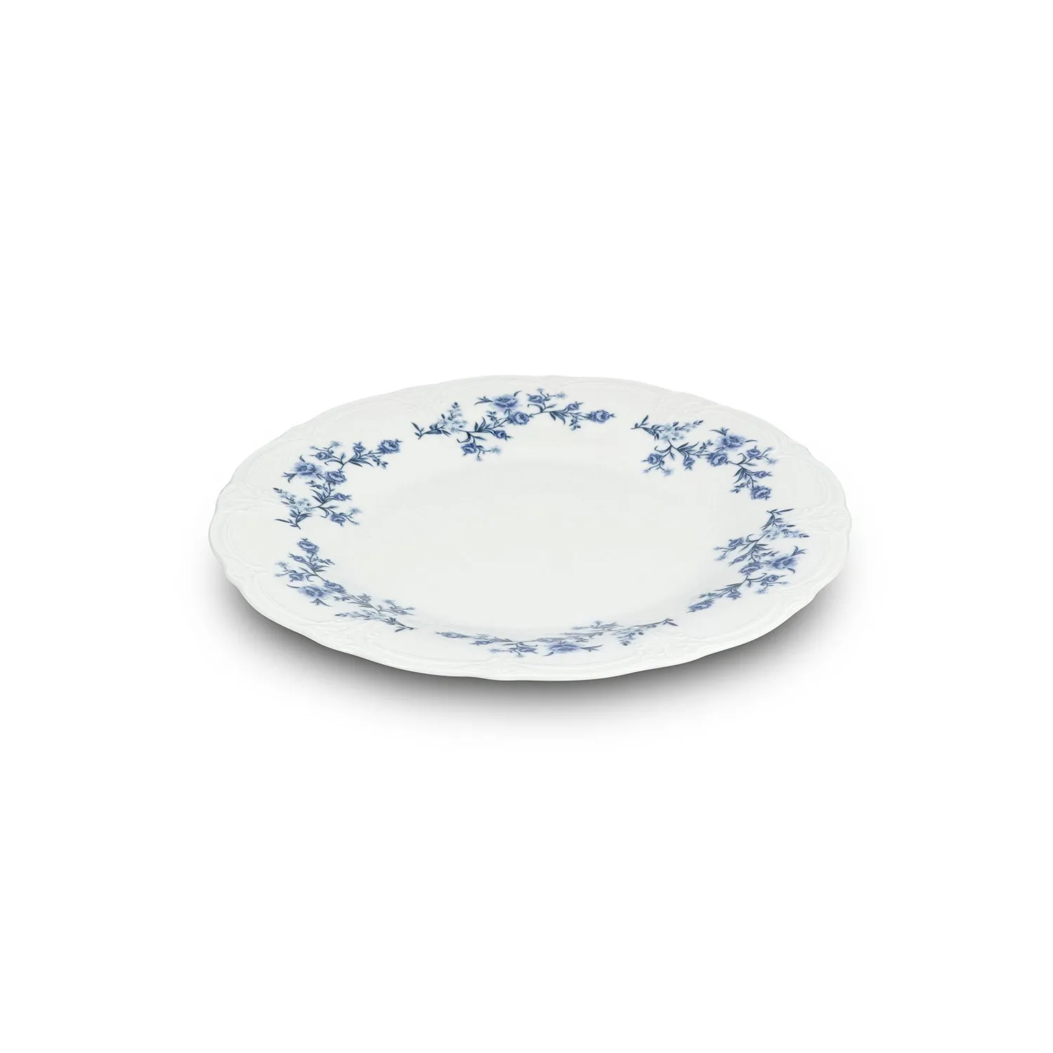 BonBistro Retro plat bord 32 cm blue flower 2 stuks