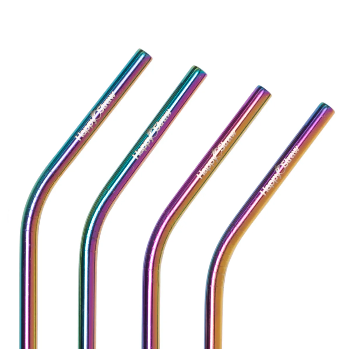 Happy Straw RVS rietjes gebogen regenboog 4 stuks