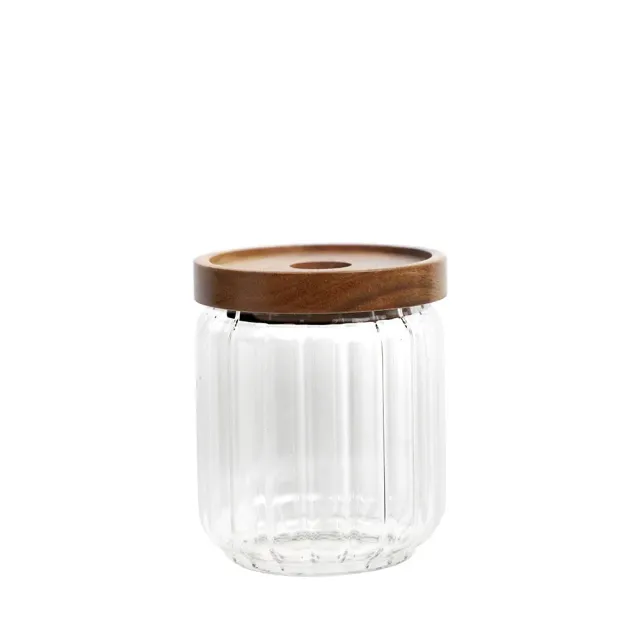 APS voorraadpot glas 500 ml acaciahout deksel
