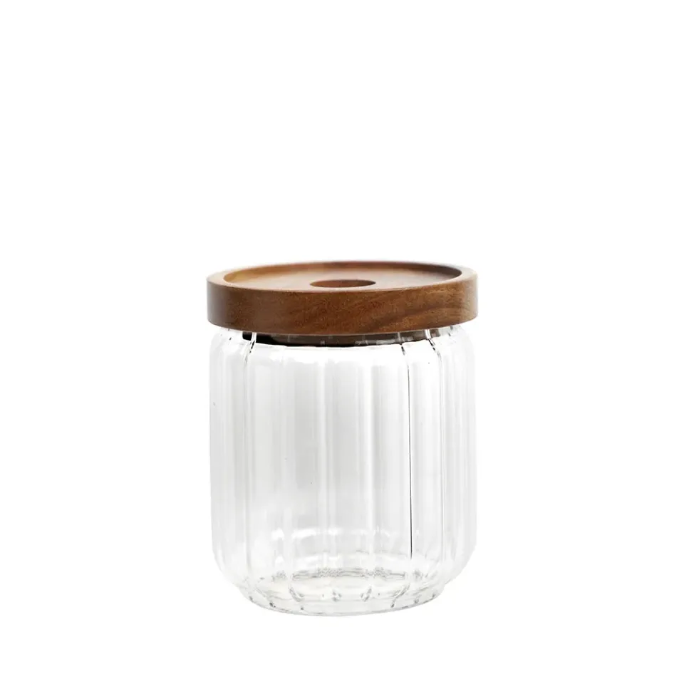 APS voorraadpot glas 500 ml acaciahout deksel
