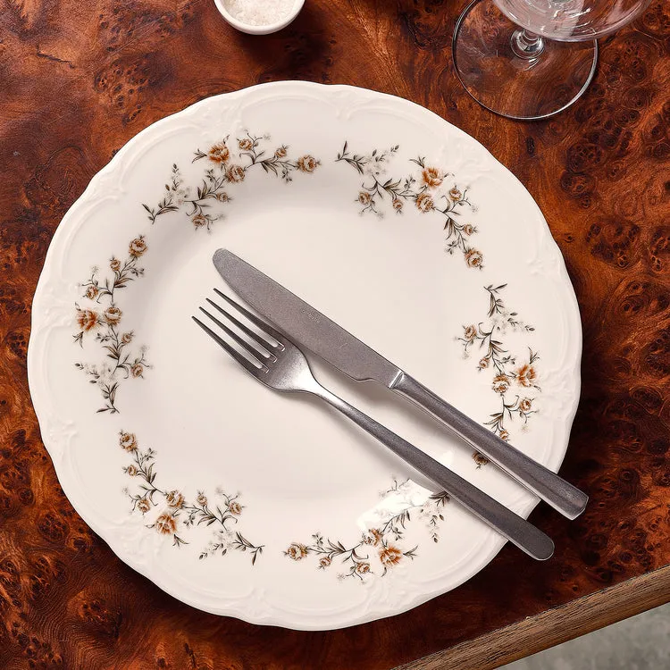 BonBistro Retro plat bord 32 cm brown flower set 2