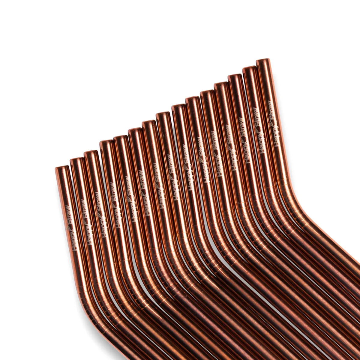 Happy Straw rvs rietjes met knik roségoud 50 stuks