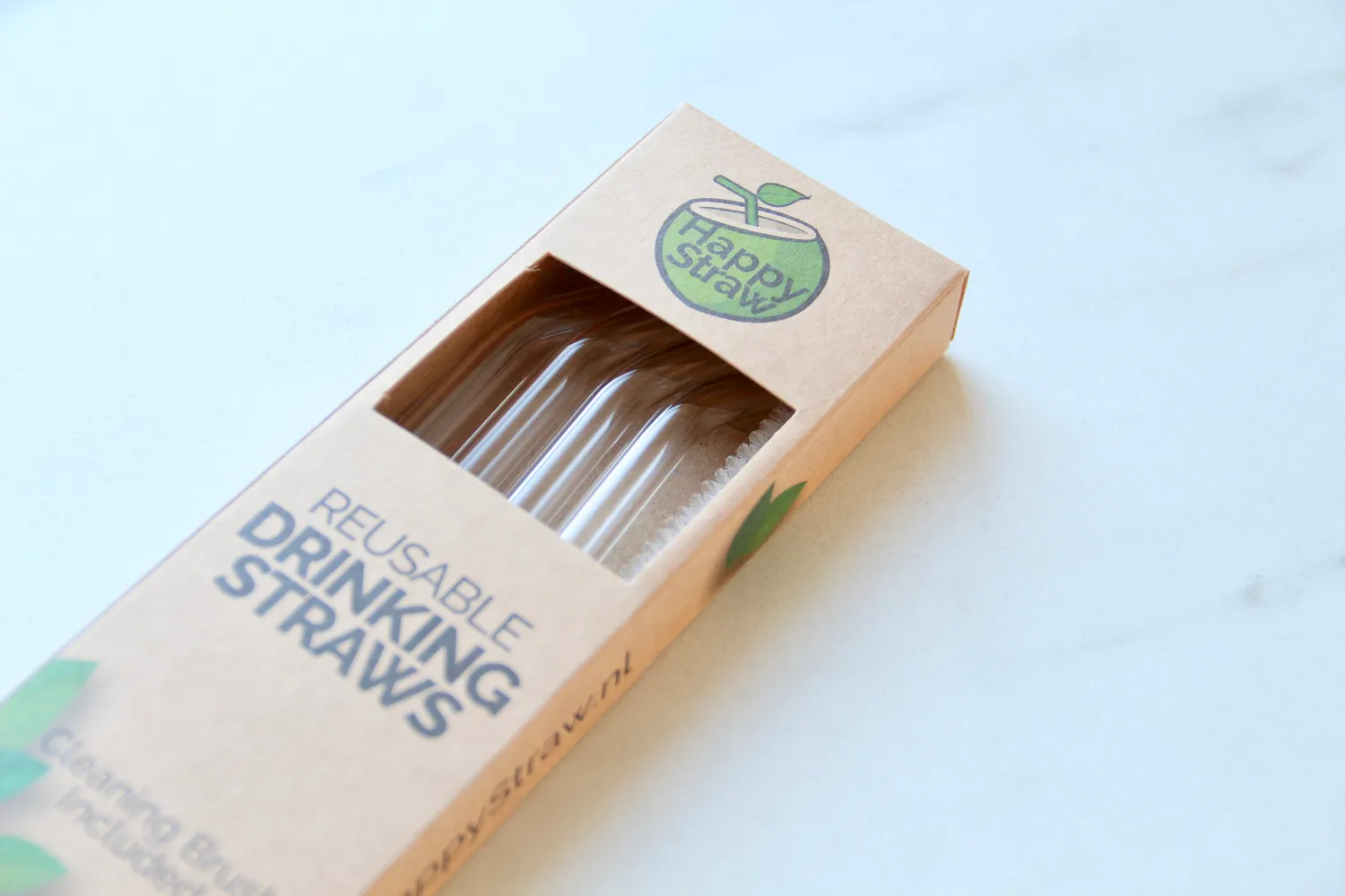 Happy Straw Clear glazen rietjes 4 stuks transparant